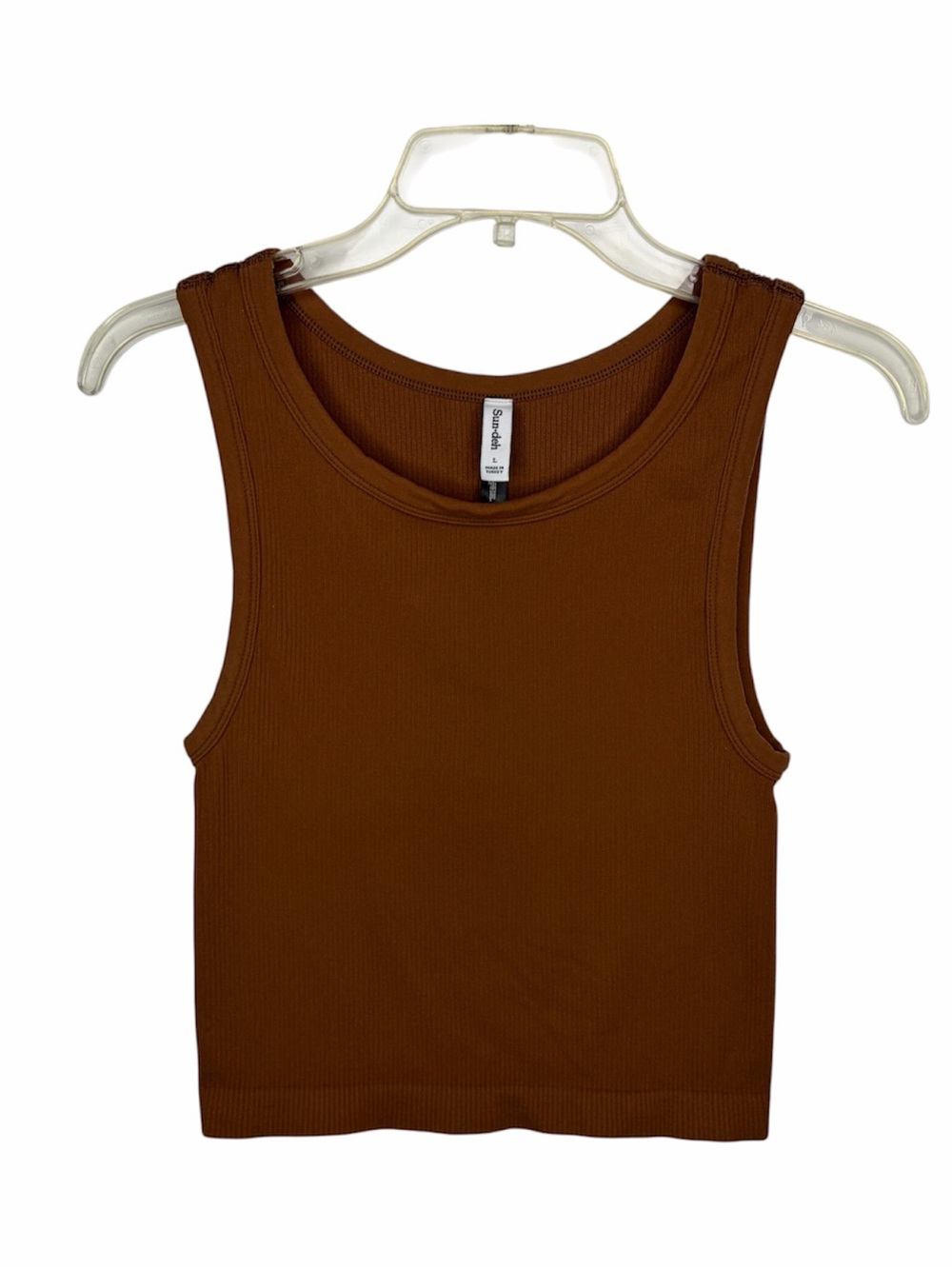 Aritzia Sunday Best Sun-deh Ribbed Cropped Tank Top Spiced Bronze Size L